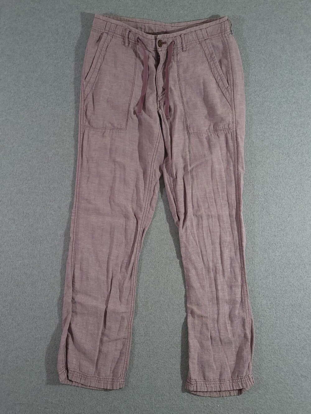 Patagonia Plum Line Pants Mens XS Pink Organic Cotton Straight Hemp Warm Wear